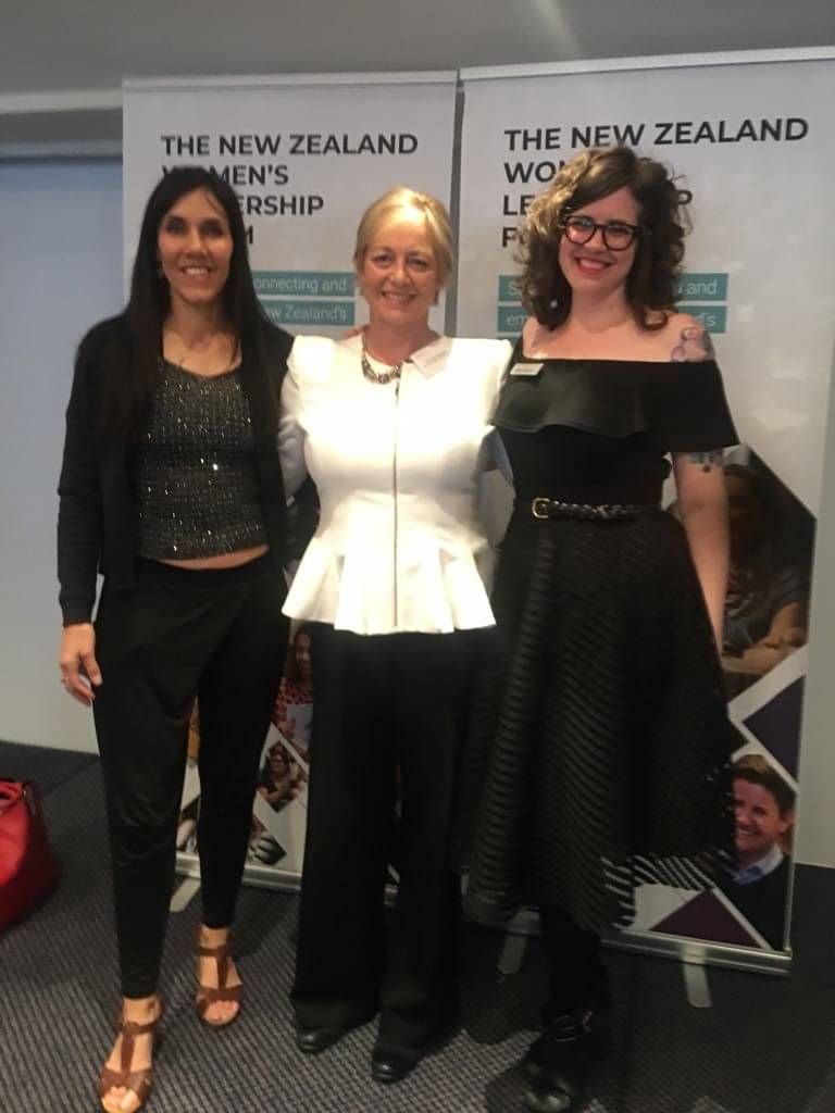 Lisa Tamati with fellow speakers at a New Zealand women's leadership event
